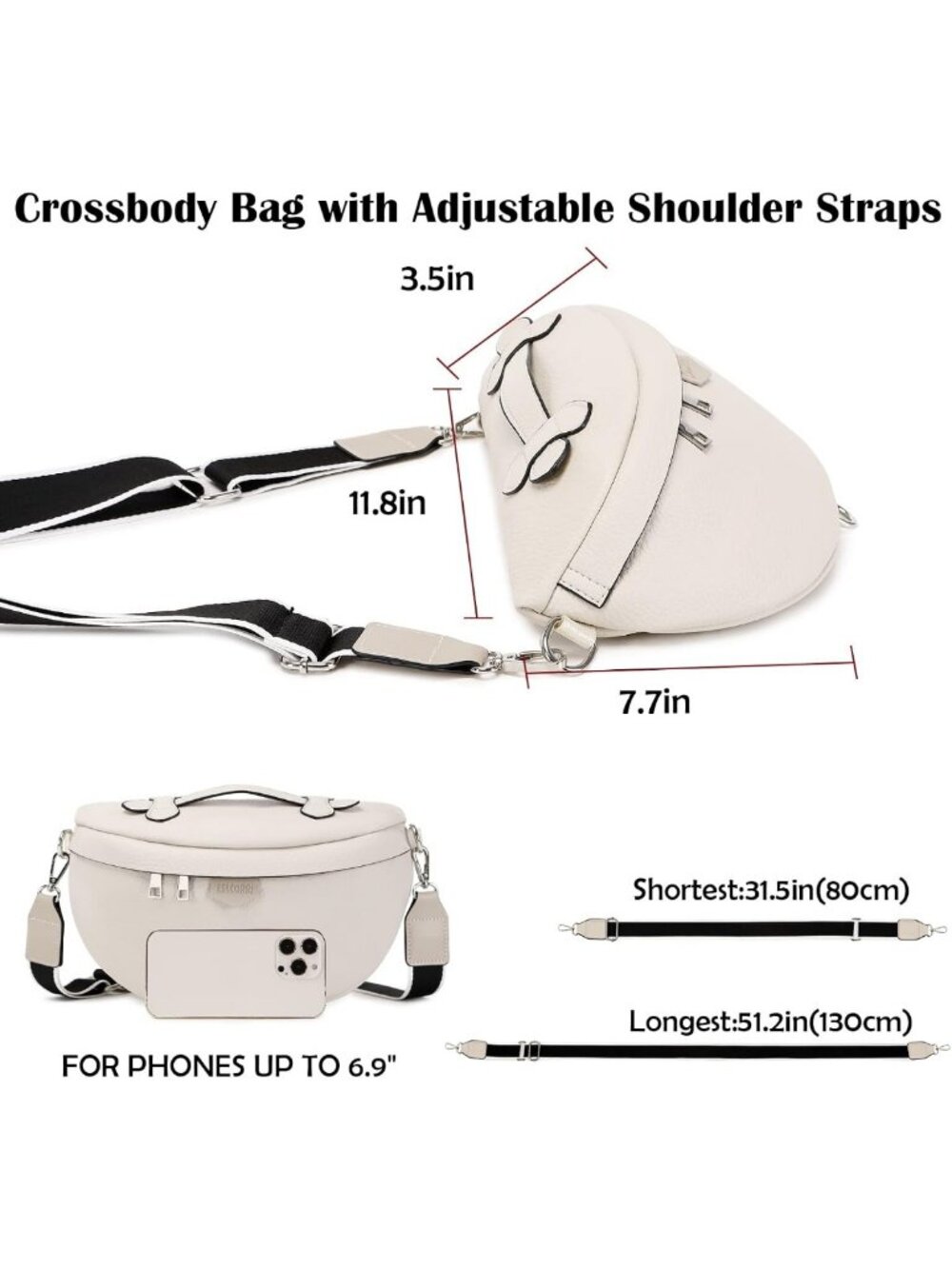 Stylish Leather Crossbody Bag for Women - Versatile Sling Purse & Fanny Pack - Picture 5 of 9